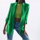 Піджак подовжений з рукавами 3/4 та золотистими ґудзиками зелений Zara розмір S - зображення 4