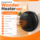 Портативный тепловентилятор Wonder Heater VF-48 900 Вт, керамический электрический обогреватель для комнаты до 20 м², розеточный нагреватель с LED-дисплеем, термостатом, таймером, двумя режимами работы, регулировкой температуры 15–32 °C - изображение 3