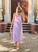 Довга однотонна сукня з льону Fashion 54/56 лавандовий - зображення 3