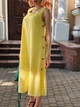 Довга однотонна сукня з льону Fashion 54/56 жовтий - зображення 2