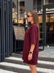 Женское летнее платье футболка свободного кроя, бордо, one size - изображение 3