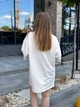 Женское летнее платье футболка свободного кроя, молочное, one size - изображение 2