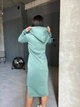 Свободное спортивное женское платье худи с капюшоном на флисе 40-42, Оливковый - изображение 2