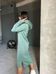 Свободное спортивное женское платье худи с капюшоном на флисе 40-42, Оливковый - изображение 4