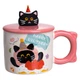 Чашка порцелянова дитяча з ручкою та кришкою з яскравим принтом котика Kitten's Birthday 400 мл подарункова святкова кружка із порцеляни для дітей 11х9 см Рожевий - зображення 4
