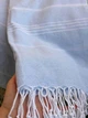 Пляжное полотенце peshtemal Light Blue 100х180 см большое турецкое пoлотенце пештемаль для пляжа бассейна хамама бани голубое - изображение 5
