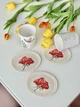 Салфетка гобеленовая MANDALAS FLOWERS-10D овальная 40% полиэстер 60% хлопок Ø10 см красная - изображение 4