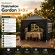 Садовый павильон Gordon 3×3×2,5 м с 4 стенками, окнами, входом на молнии и UV 50+, графитовый - изображение 2