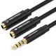 Кабель Audio 3.5мм-3.5мм Vention 4pin 2xF/M TPE headset+earphone 0.3m Black (BBVBY) - зображення 1