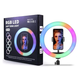 Кольцевая RGB лампа 45 см черная с пультом для фото и видео Purlov - зображення 3