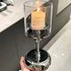 Комплект подсвечников Lesko 0019 Silver металлические высокие 3 предмета со стеклянными колбами - изображение 3
