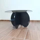Журнальные столики 2 в 1, комплект круглых кофейных столиков 2 шт со стеклянными столешницами и открытыми полками, интерьерные столы из ламинированной ДСП для гостиной, спальни и офиса, YM-191-SmokedGlass/Black - изображение 13