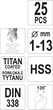 Набор сверл по металлу титановыxYATO HSS-TIN 1-13 мм 25 шт YT-44676 - изображение 4