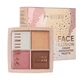 Палетка хайлайтерів для обличчя 4 тони Face Illusion Neverti NP206 №001 Перламутр Молоко+Беж+Рожевий+Коричневи - изображение 1