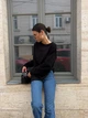 Жіночий бавовняний лонгслів оверсайз із необробленим краєм Flawless Femme, Чорний One Size Oversize - зображення 3