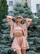 Жіночий шовковий костюм (бомбер+топ+шорти) Uaclothes 42-44 Бежевий (like38873-193091349) - изображение 2