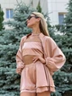 Жіночий шовковий костюм (бомбер+топ+шорти) Uaclothes 42-44 Бежевий (like38873-193091349) - изображение 3