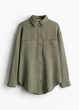 Рубашка хлопковая женская H&M 271122102_green XXS Хаки (2727000103576) - изображение 1