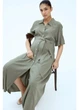 Платье-рубашка для беременных длинное летнее женское H&M 271255734 2XL Хаки (2727000108908) - изображение 1
