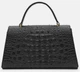 Женская кожаная сумка Borsa Leather натуральная кожа черная с ремнем через плечо 54253 - изображение 3