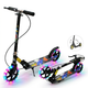 Самокат двухколесный складной со светящимися LED колесами 200 мм Scooter City Riding 671-2 Black-Yellow-Multicolor - зображення 2