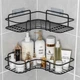 Настенная угловая полка Storage Rack AND-054, комплект 2 металлических органайзеров без сверления для ванной и кухни, черная - изображение 8
