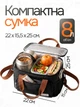 Сумка-холодильник маленькая 25х22х15 см на 8 л для еды и напитков на 1 отделение с ручкой через плечо Черная термоконтейнер для обедов ланч-бокса прогулок кемпинга пикника путешествий рыболовли автомобиля портативная изотермическая - изображение 3