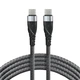 Кабель USB-C to C everActive CBB-2PDG 2m, USB 2.0, PD 2.0, 3A, 60W, серый в оплетке - изображение 1