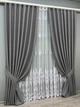 Комплект штор VR-Textil Льон Мішковина 150х270 2шт і Тюль 600х270 288ш-1571т Сірий з білим 71-188/5 - зображення 2