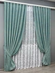 Комплект штор VR-Textil Жаккард Мармур 100х270 2шт и Тюль 300х270 1292ш-1529т Бирюзовый с белым 71-185/1 - изображение 2