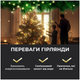 Гирлянда роса 100 м 1000 LED 8 режимов для декора прозрачный провод желтый HM-3171 - изображение 6