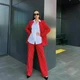 Жакет жіночий оверсайз з костюмної тканини в смужку червоний, L;XL - изображение 7