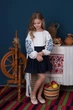 Вышиванка для девочки Mevis 5312-01 синяя вышивка лен молочний 128 - изображение 2
