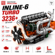 Конструктор двигун вантажівки Mould King 10200 Inline-6 Turbo з електромотором 3236 деталей — модель рядного 6-циліндрового двигун - зображення 1