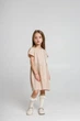 Платье льняное бежевое с кружевом для девочки 7-8 лет, рост 128см - изображение 1