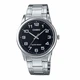 Мужские классические часы Casio MTP-V001D-1B серебристые с чёрным циферблатом - изображение 1