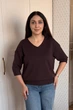 Светр INEDIT 10865 Dark-Brown ONE SIZE - зображення 1