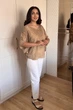 Блуза INEDIT 29007 Beige ONE SIZE - изображение 8