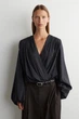 Блуза жіноча COS gathered wrap-over blouse 1311454002 L Графіт - изображение 1