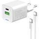 Сетевое зарядное устройство ColorWay GaN Mini CW-CHS062PDC-WT 20W USB-C + USB-A PD 3.0 QC 4.0 PPS + кабель USB-C – USB-C White Белый - изображение 6