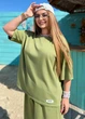 Женский летний костюм с футболкой и шортами K065 3XL-4XL (58-60) Оливковый - изображение 6