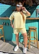 Женский летний костюм с футболкой и шортами K065 3XL-4XL (58-60) Лимонный - изображение 1