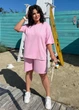 Женский летний костюм с футболкой и шортами K065 3XL-4XL (58-60) Розовый - изображение 2