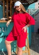 Женский летний костюм с футболкой и шортами K065 XL (50-52) Красный - изображение 2
