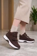 Кроссовки женские Fashion коричневые из экозамши высокие 351238_41 (25.5 см) - изображение 1