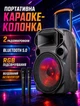 Портативная колонка для караоке с двумя радиомикрофонами Bluetooth USB-слотом microSD и AUX LED-подсветка до 10–15 часов автономной работы - изображение 1
