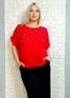 Блуза шифонова з коротким рукавом декорована камінням червона Pammy 15-704 - червоний - M-XL - изображение 3
