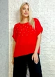 Блуза шифонова з коротким рукавом декорована камінням червона Pammy 15-704 - червоний - M-XL - изображение 4