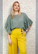 Блуза батистова прямого крою, оливкова Italy Moda 11-104 - оливковий - S-L - изображение 2