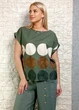 Бавовняна блуза оливкова з гороховим принтом Insta 16-103 - оливковий - M-XL - изображение 2